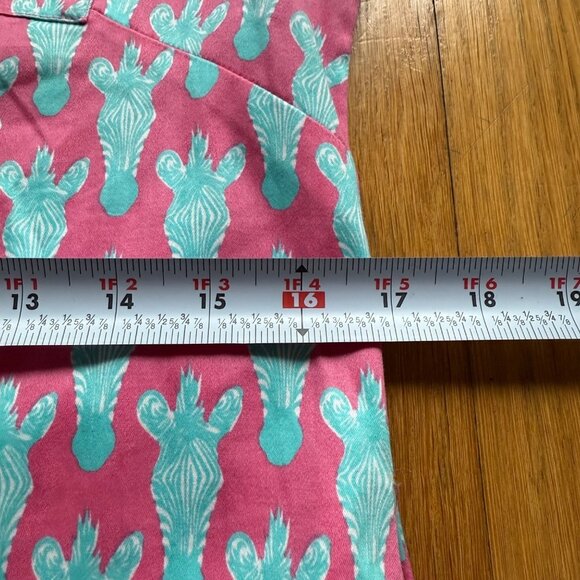 Tizzie Size XS Pink Aqua Zebra Print Split Neck Collar Cotton Blend Tunic Dress - Picture 11 of 15